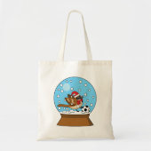 Sneeuw Wereldbol met Schattigee Sparrow Spelen Voe Tote Bag (Voorkant)