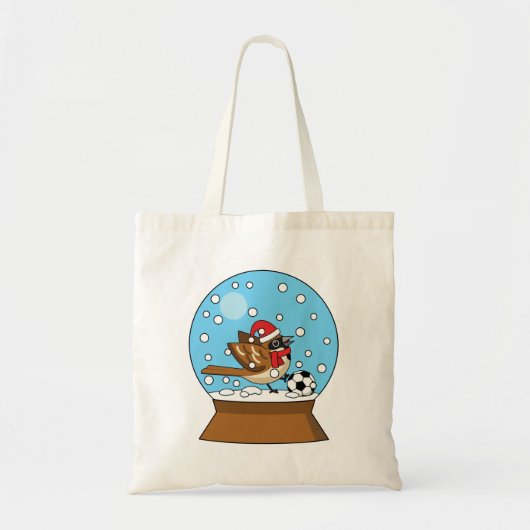 Sneeuw Wereldbol met Schattigee Sparrow Spelen Voe Tote Bag (Voorkant)