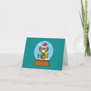 Sneeuw Wereldbol met Sinterklaas Uil Bedankkaart