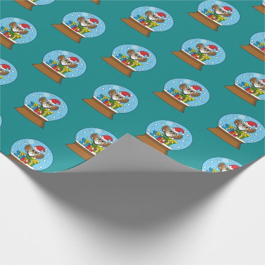 Sneeuw Wereldbol met Sinterklaas Uil Cadeaupapier (Hoek)