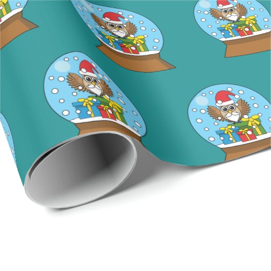 Sneeuw Wereldbol met Sinterklaas Uil Cadeaupapier (Rol Hoek)