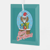 Sneeuw Wereldbol met Sinterklaas Uil Glas Ornament (Voorkant links)