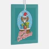 Sneeuw Wereldbol met Sinterklaas Uil Glas Ornament (Voorkant Rechts)
