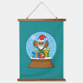 Sneeuw Wereldbol met Sinterklaas Uil Hangend Wandkleed (Voorkant)