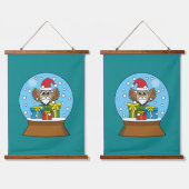 Sneeuw Wereldbol met Sinterklaas Uil Hangend Wandkleed (Dubbel)