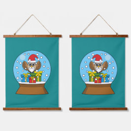 Sneeuw Wereldbol met Sinterklaas Uil Hangend Wandkleed