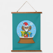 Sneeuw Wereldbol met Sinterklaas Uil Hangend Wandkleed (Voorkant 2)