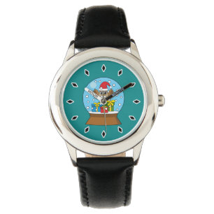 Sneeuw Wereldbol met Sinterklaas Uil Horloge