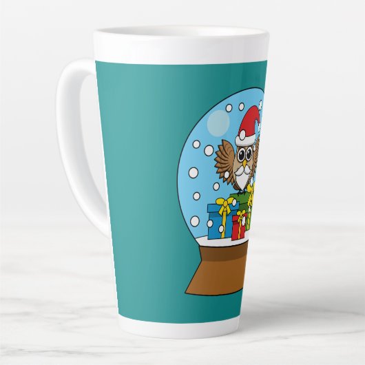 Sneeuw Wereldbol met Sinterklaas Uil Latte Mok (Linkerhoek)