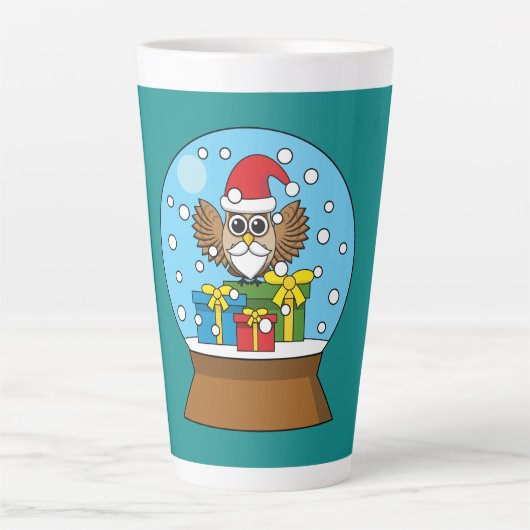 Sneeuw Wereldbol met Sinterklaas Uil Latte Mok (Voorkant)