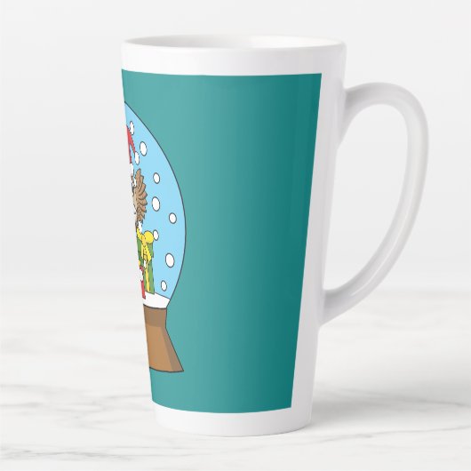 Sneeuw Wereldbol met Sinterklaas Uil Latte Mok (Rechts)