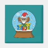 Sneeuw Wereldbol met Sinterklaas Uil Magneet (Voorkant)
