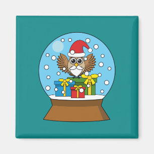 Sneeuw Wereldbol met Sinterklaas Uil Magneet