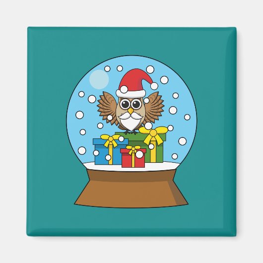 Sneeuw Wereldbol met Sinterklaas Uil Magneet (Voorkant)