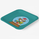 Sneeuw Wereldbol met Sinterklaas Uil Papieren Bordje (Gebogen)