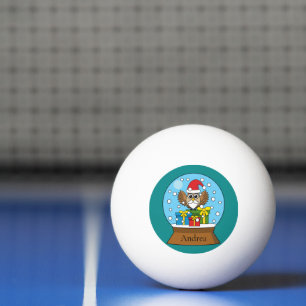Sneeuw Wereldbol met Sinterklaas Uil personalise Pingpongbal