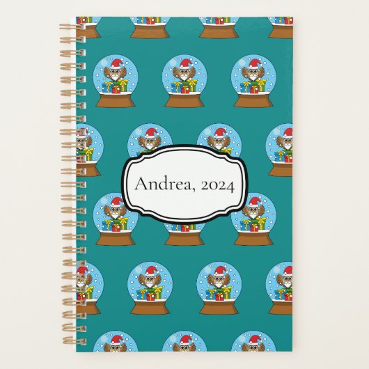 Sneeuw Wereldbol met Sinterklaas Uil | personalise Planner (Voorkant)