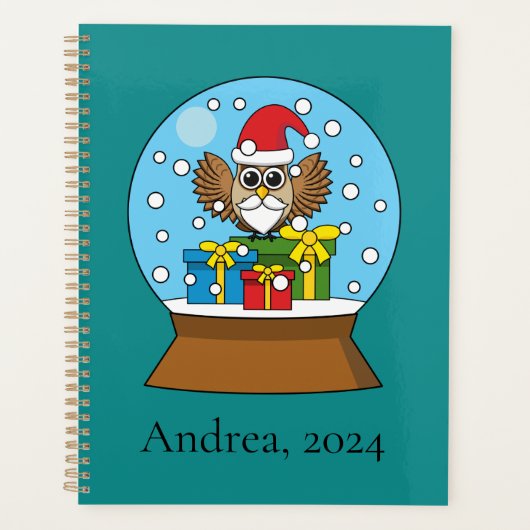 Sneeuw Wereldbol met Sinterklaas Uil | personalise Planner (Voorkant)