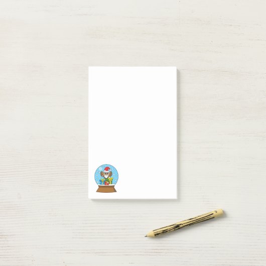 Sneeuw Wereldbol met Sinterklaas Uil Post-it® Notes (Op bureau)