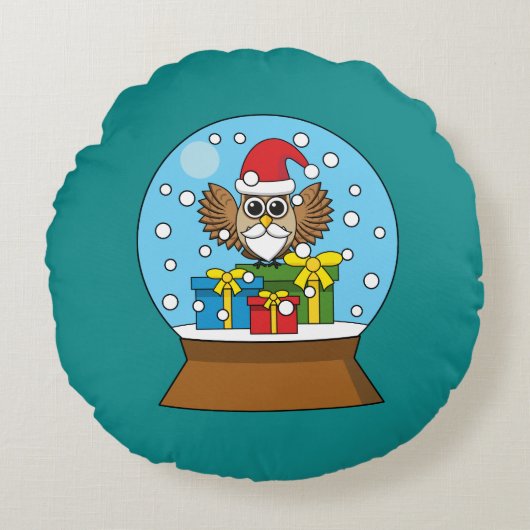 Sneeuw Wereldbol met Sinterklaas Uil Rond Kussen (Voorkant)