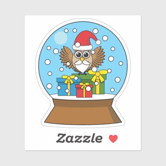 Sneeuw Wereldbol met Sinterklaas Uil Sticker (Vel)