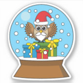 Sneeuw Wereldbol met Sinterklaas Uil Sticker (Voorkant)