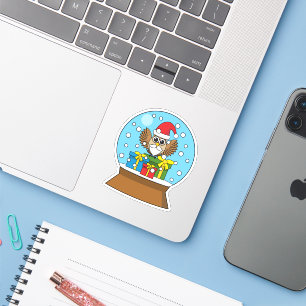 Sneeuw Wereldbol met Sinterklaas Uil Sticker