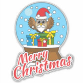 Sneeuw Wereldbol met Sinterklaas Uil Sticker (Voorkant)