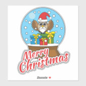 Sneeuw Wereldbol met Sinterklaas Uil Sticker (Vel)