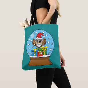 Sneeuw Wereldbol met Sinterklaas Uil Tote Bag