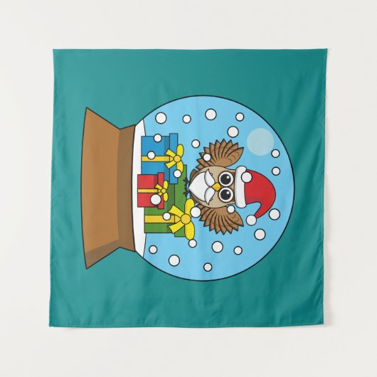 Sneeuw Wereldbol met Sinterklaas Uil Wandkleed (Voorkant (horizontaal))