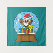 Sneeuw Wereldbol met Sinterklaas Uil Wandkleed (Voorkant)
