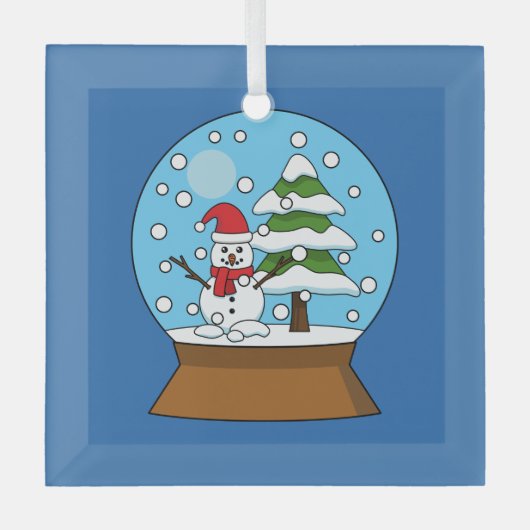 Sneeuw Wereldbol met sneeuwman en dennenboom Glas Ornament (Voorkant)