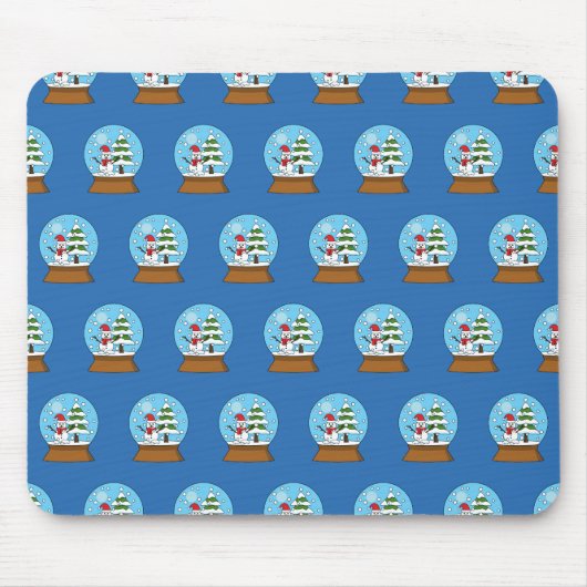 Sneeuw Wereldbol met sneeuwman en dennenboom Muismat (Voorkant)