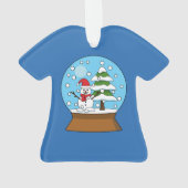 Sneeuw Wereldbol met sneeuwman en dennenboom Ornament (achterkant)