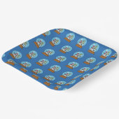 Sneeuw Wereldbol met sneeuwman en dennenboom Papieren Bordje (Gebogen)