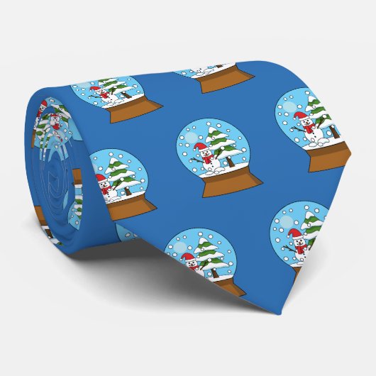 Sneeuw Wereldbol met sneeuwman en dennenboom Stropdas (Opgerold)