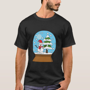 Sneeuw Wereldbol met sneeuwman en dennenboom T-shirt
