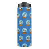 Sneeuw Wereldbol met sneeuwman en dennenboom Thermosbeker (Voorkant)