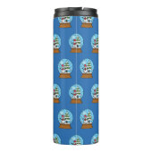 Sneeuw Wereldbol met sneeuwman en dennenboom Thermosbeker (Achterkant)