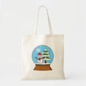 Sneeuw Wereldbol met sneeuwman en dennenboom Tote Bag (Voorkant)