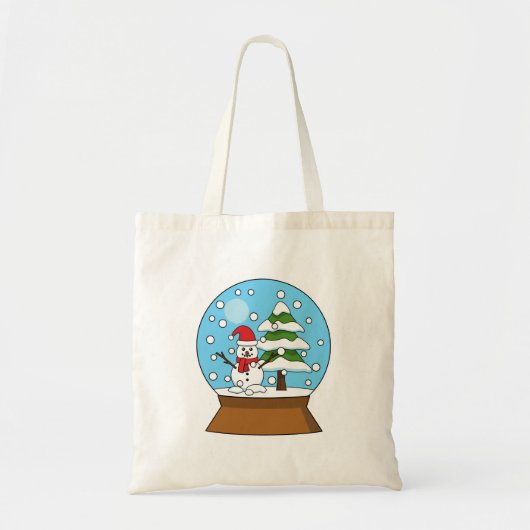 Sneeuw Wereldbol met sneeuwman en dennenboom Tote Bag (Voorkant)