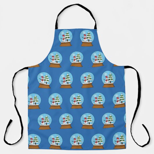 Sneeuw Wereldbol met Sneeuwman en Pine Tree Patter Schort (Voorkant)