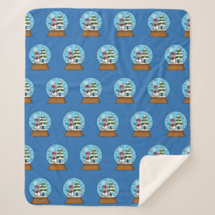 Sneeuw Wereldbol met Sneeuwman en Pine Tree Patter Sherpa Deken