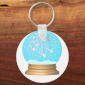 sneeuw wereldbol Origami swan snowglobe Sleutelhanger (Voorkant)