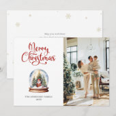 Sneeuw Wereldbol Santa Foto Merry Christmas Kaart (Voorkant / Achterkant)