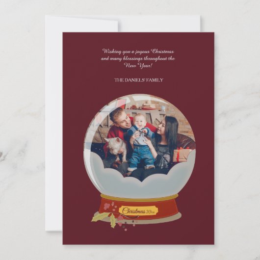 Sneeuw Wereldbol Vakantie Fotokaart Feestdagenkaart (Voorkant)