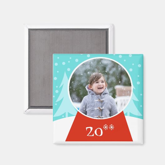 Sneeuw Wereldbol Vakantie Fotomagneet Magneet (Voorkant / Achterkant)