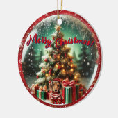 Sneeuw Wereldbol Vibe: Teckel Tree Scene Keramisch Ornament (Links)