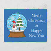 Sneeuw Wereldbol w / Sneeuwman en dennenboom | per Feestdagenkaart (Voorkant)